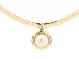 Lot - 14K YELLOW GOLD DIAMOND & MABE PEARL ENHANCER PENDANT ...