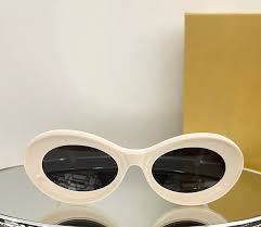 Womens Oval Sunglasses - Ivory Frame, Dark Grey Lens, UV400 ...
