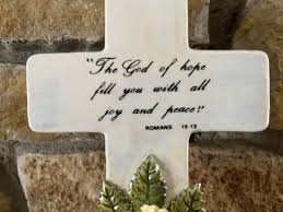 Vintage White Pearlescent Cross w/ Yellow Flowers - Plays ...