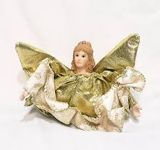 Angel Half Body Porcelain Fabric Christmas Ornament Gold ...