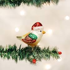 Ornaments Santa Bird Glass Blown Ornaments for Christmas ...