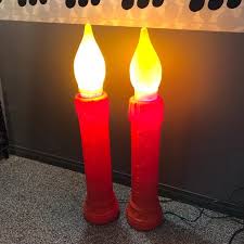 Vintage 70's Plastic Light up Christmas Noel Candles Blow ...