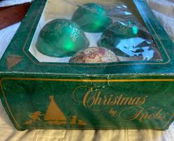 Box of 4 Krebs Family Glass Christmas Ornaments With ...