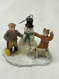 Vintage Snowman People Dog Farmhouse Country Scene Resin ...