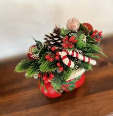 VTG Christmas Santa Boot Planter Centerpiece Plastic Florals ...