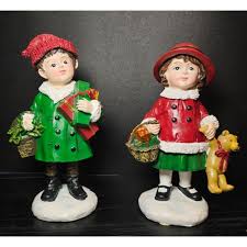 Vintage Resin Christmas Figurines Carolers Boy Girl Gifts ...
