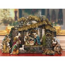 Nativity and Stable Scene 10 Piece Set with Removable Figures