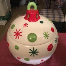 Cookie Jar Ceramic Christmas Ball by Real Home | eBay