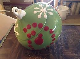 Green Christmas ornament ceramic cookie jar | eBay