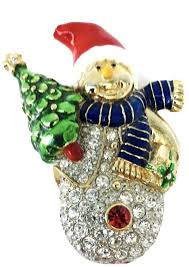 Snowman Vintage Rhinestones Christmas Tree Brooch Pin | eBay