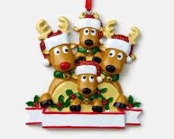 4 Reindeer Family Personalized Ornament - Rudolph Family of Four - Hand Personalized Christmas Ornament - Etsy