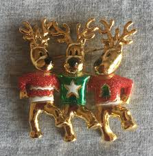 Three Vintage Christmas Brooches - Etsy