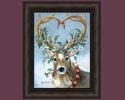 Santa's Reindeer by Susan Comish 16x20 Christmas Decor Santa Claus Deer Sleigh Bells Holiday Framed Wall Art Home Cabin Decor - Etsy Denmark