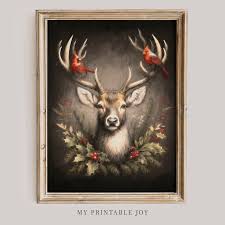 Deer and Cardinal Picture - Etsy