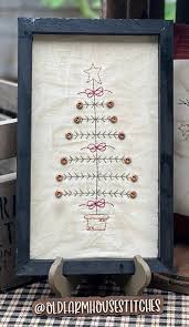 Button Tree Primitive Stitchery Framed - Etsy Israel