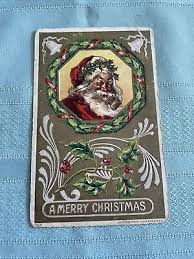 red robe Santa Claus @1909 “ Merry Christmas“ embossed postcard #9 | eBay