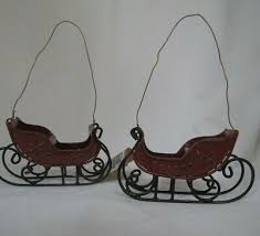 Metal Sleigh Ornaments 2pc Colonial Tin Works Christmas sled ...