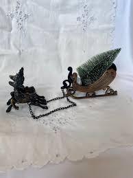 Vintage Brass Sleigh & Reindeer Christmas Table Decor, Candy ...