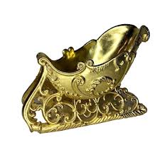 Santa Sleigh Christmas Centerpiece Decor Gold Bowl Planter ...