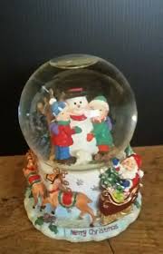 Vintage Snow Globe Children Posing With Snowman MERRY CHRISTMAS | eBay Australia