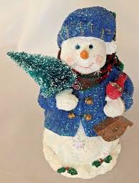 Multi 5.5" Snowman with Red Cardinal Bird Figurine | eBay