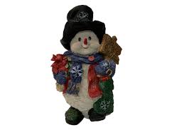 Large 16” 2001 Folk Art Christmas Snowman W/Happy Holidays ...