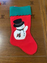 Vintage Felt Christmas Stocking snowman Red green | eBay