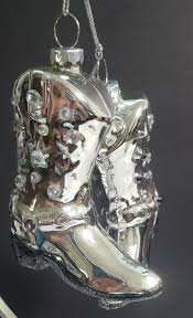 cowboy boots ornament Christmas set of 2 West Elm silver ...