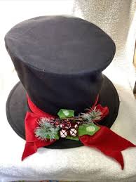 11 IN TOP HAT BLACK WITH RED BOW PINE & HOLLY BERRIES TABLE ...
