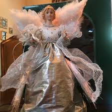 Beautiful Vintage Fiber Optic Christmas Tree Angel Topper Silver and White 12” Tall Real Feathers - Etsy