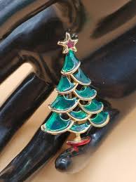 Enamel Christmas Tree Brooch - Etsy