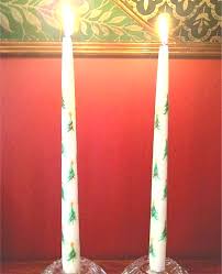 Hand Painted Christmas Tree Taper Candles: Holiday Decor, Set of 2