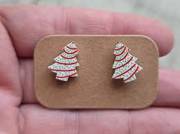 PREORDER White Cake Christmas Tree Stud Earrings – Pretty Pink Petals