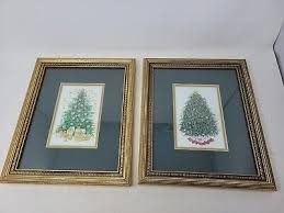 Two Framed Christmas Tree Prints Wall Decor Holidays ...