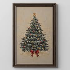 Vintage Christmas Tree Print With Red Bow (digital Download ...