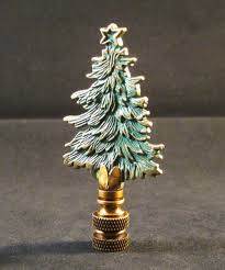 Holiday Lamp Finial-christmas Tree-antique Brass W/ Green ...