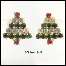 Vintage Rhinestone Christmas Tree Earrings, Clip Ons, Mini ...