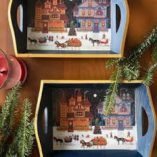 Vintage Winter Scene Painted Wood Tray- Charles Wysocki ...