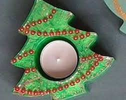 Christmas Tree Tea Light Holder With Red Streamers - Etsy