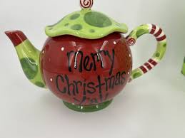 Burton + Burton Merry Christmas Y'all Teapot 2011 NEW Red ...