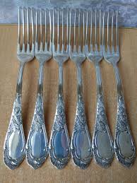 Vintage SILVER PLATED SET 6 table Forks Melchior cupronickel ...