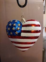 Christopher Radko American Flag Heart Christmas Ornament