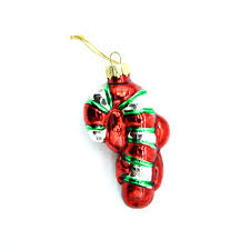 Glass Candy Cane Ornament, Red Green and Silver Christmas ...