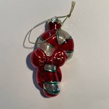 Red and White Candy Cane Glass Christmas Ornament Holiday ...