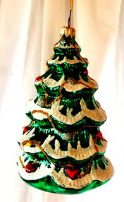 LARGE 7" Frosted Shiny Green Xmas Tree Hanging Ornament VTG ...