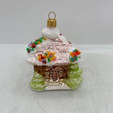 Pink Roof Gingerbread House Polish Hand Blown Glass Ornament ...