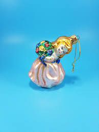 Vintage Glass and Glitter Girl with Flowers Christmas Tree ...
