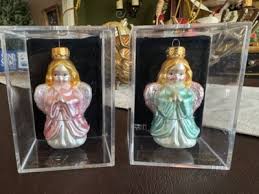 Angel Hand Painted 4" Blown Glass Glitter Christmas ...