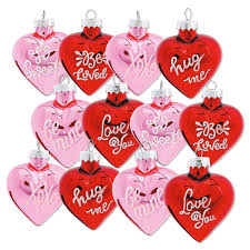 Valentines Glass Heart Glitter Word Ornaments | Lillian Vernon