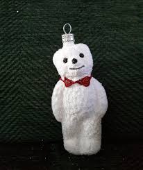 Blown Glass Fluffy White Teddy Bear + Red Bow Christmas Tree ...